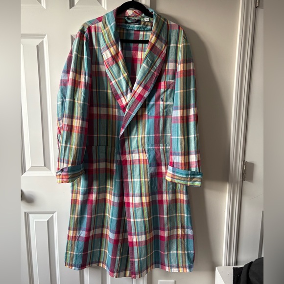 Polo Ralph Lauren 100% Cotton Soft Wash Woven Plaid Robe - Picture 4 of 12